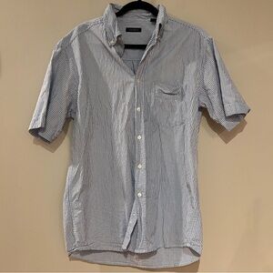 Club Room Striped Short Sleeve Button Down Top